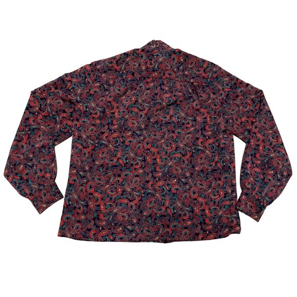 VTG PENDLETON PAISLEY BLOUSE SZ 10 BLUE HIGH NECK USA MADE SECRETARY WOMENS - Picture 4 of 4
